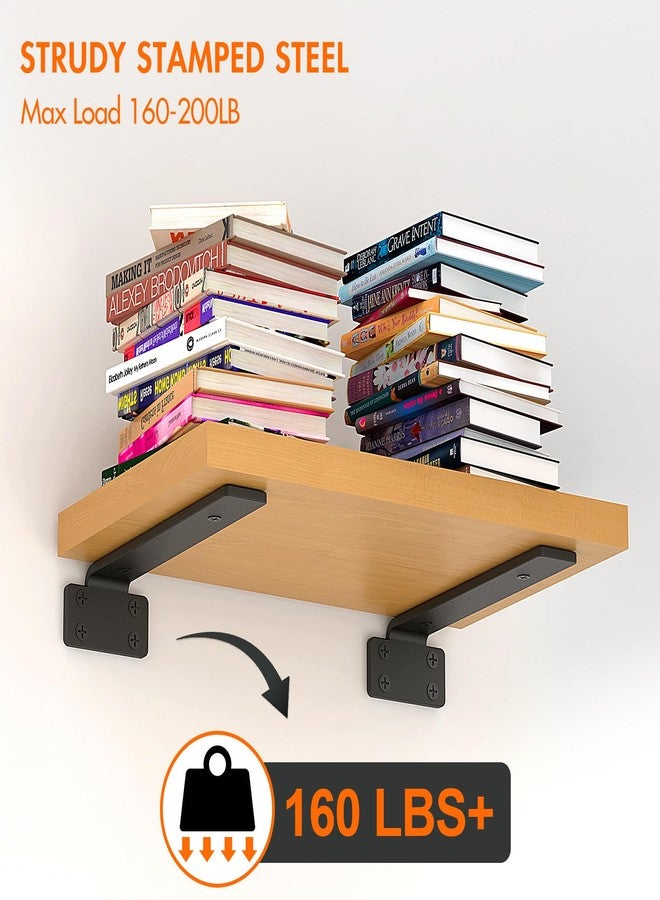 VANCASTLE Shelf Bracket, Floating Shelf Bracket 8 Inch , 6 Pack Heavy Duty Shelf Brackets, Metal Wall Shelf Brackets with 1/5 Inch Thick and Holds 160+lb, Brackets for Wood Shelves，Black - Image 3